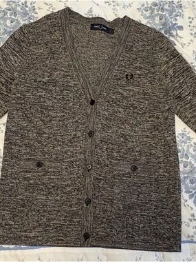 FRED PERRY Space Dye Ribbed Cardigan Size M Women